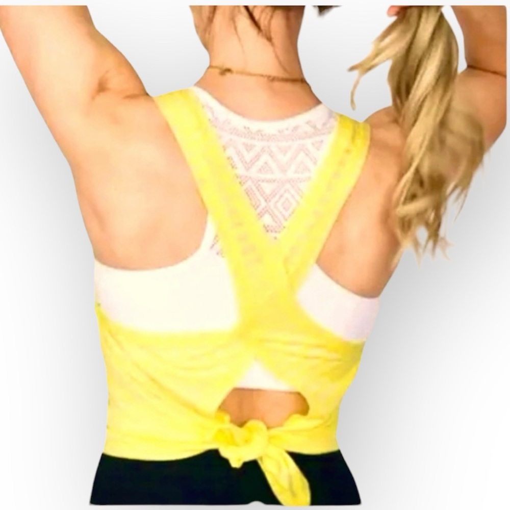 Zyia Active Lemon Nimbus Split Back Tank Size Large NWT